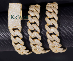 Men's Gold Plated S925 Moissanite <b>Statement</b> <b>Necklace</b> Round Brilliant Cut Link Chain Hiphop Jewelry Everyday Wear - Product Image 2