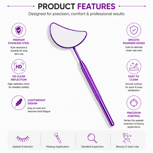 Purple Handheld <b>Makeup</b> <b>Mirror</b> 3X <b>Magnifying</b> Single Side Stainless Steel Frame Moon Shape Pocket <b>Mirror</b> - Product Image 4