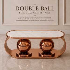 Rose Gold Double Ball Living Room Center <b>Table</b> White Marble Top <b>Mirrored</b> Lower Shelf Modern Oval Coffee <b>Table</b> Steel Frame - Product Image 3