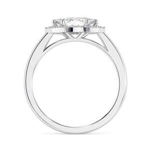 Anillo de Compromiso con Halo de Diamantes Cultivados en Laboratorio con Corte Marquesa para Mujer en Oro Rosa de 14K, Estilo Elegante - Product Image 4