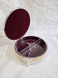 Luxury Silver Plated Peacock <b>Gift</b> <b>Box</b> Round Enamel Jewelry Case Velvet Lined Divided Utility <b>Sweet</b> Organizer Container - Product Image 3