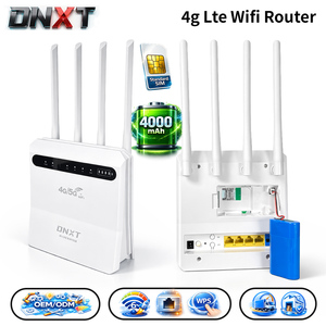 Routeur Wi-Fi DNXT Home <span class=keywords><strong>Wifi</strong></span> WiFi6 300 Mbps avec batterie 4000 mAh LTE Cat4 2,4 GHz, routeur Wi-Fi avec <span class=keywords><strong>carte</strong></span> SIM, 1WAN/4LAN, modem Wi-Fi 4G USB <span class=keywords><strong>pour</strong></span> usage professionnel - Product Image 1