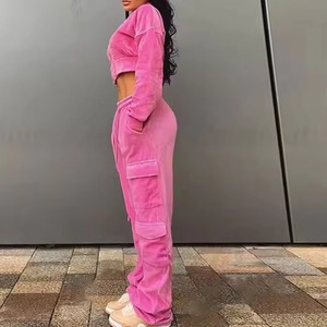 Ensemble de survêtement long en velours 2 pièces pour femme, style décontracté, hiver, hip-hop, respirant et écologique - Product Image 2