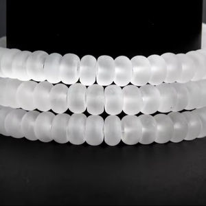 ลูกปัดควอตซ์คริสตัลใสแบบด้านธรรมชาติ เกรดเจมสโตน รูปทรงรอนเดลล์ สำหรับทำเครื่องประดับ DIY สร้อยข้อมือ สร้อยคอ - Product Image 1
