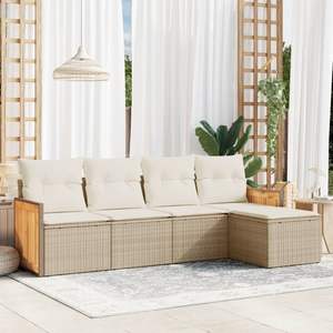 Set Divano da Giardino Beige Crema Bianco - Product Image 1