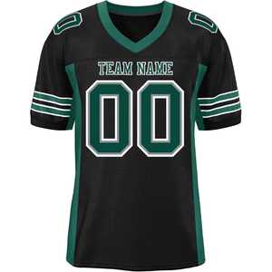 Camiseta de Fútbol Americano Personalizada Verde con Cuello en V, Impresión Sublimada, Malla Transpirable, Manga Corta para Hombre, Talla Grande para Adultos - Product Image 3