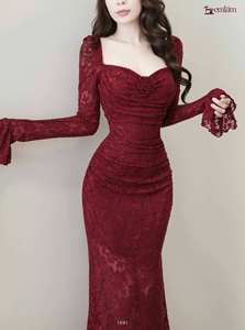 Robe de Soirée Élégante pour Femme, Coupe Ajustée, Manches Évasées, Taille Froncée, Silhouette Intemporelle, Tapis Rouge, Modèle ET1691, Vente en Gros - Product Image 2