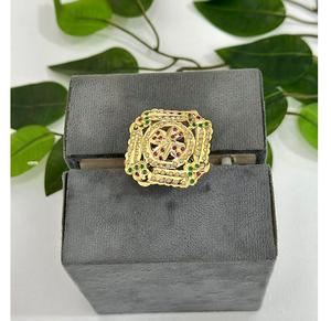 Anillo Ajustable de Moissanita Chapado en Oro de Primera Calidad, Adorable y Moderno, para Mujer, Colección para Bodas y Fiestas - Product Image 1