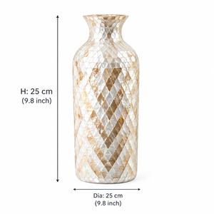 Vase conique artisanal en nacre incrustée, style Art déco irrégulier, décoration de table pour la maison - Product Image 2