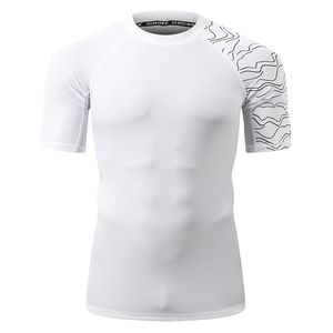 Men Compression <b>T</b> Shirt Rash Guard Short Sleeve Swim Shirt UV Protection Quick Dry OEM Supplier - Product Image 2