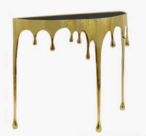 Mesa de Centro Moderna de Latón Melting Moments con Tapa de Vidrio Templado y Diseño de Goteo para Muebles de Sala de Estar - Product Image 2