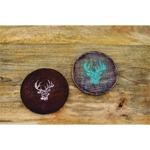 Personalized Wood <b>Drink</b> <b>Coasters</b> Custom Engraved Wood <b>Coaster</b> Gift Set Teal Inlay Shabby Chic Cup Pad Sustainable Office <b>Coaster</b> - Product Image 3