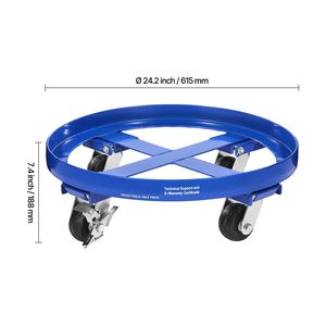 Carretilla para bidones de 55 galones de alta resistencia, capacidad de carga de 2000 lb, 4 ruedas giratorias, barras transversales antivuelco, 4 ruedas giratorias - Product Image 5