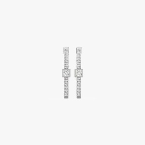 1CTW <b>Princess</b> Round Lab Grown Diamond <b>Petite</b> Hoop Earrings with IGI Certified & VS1 Clarity 14KT Gold Trendy Women's Jewelry - Product Image 4