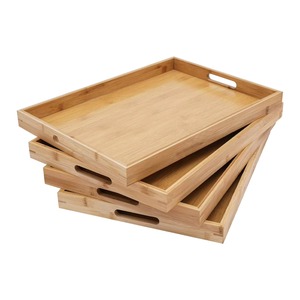 Wooden Breakfast Serving Tray <b>Rectangle</b> Natural Finish Handmade Modern Design Reusable Food Grade Durability Platter for <b>Table</b> - Product Image 3