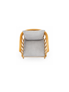 Fauteuil scandinave en bois avec revêtement en tissu, design moderne pour salon, maison, villa et mobilier d'hôtel - Product Image 3