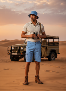 กางเกงขาสั้นคาร์โก้ผู้ชายสำหรับฤดูร้อน กางเกงขาสั้นคาร์โก้ลำลองสไตล์ไฮสตรีทเหนือเข่า ผ้าฝ้าย กางเกงขาสั้นซาฟารีสำหรับผู้ชาย - Product Image 3