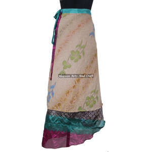 Hot Vintage Indian Two-Layer <b>Boho</b> Hippie Long Magic Silk Wrap <b>Skirt</b> Rajasthani Wraparound for Summer Plus Size Wrap <b>Skirt</b> - Product Image 4