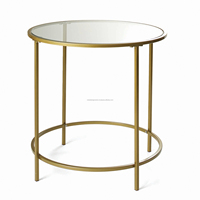 Table de café ronde en métal avec plante dorée, ensemble de meubles de décoration pour la maison, du salon et du hall d'entrée