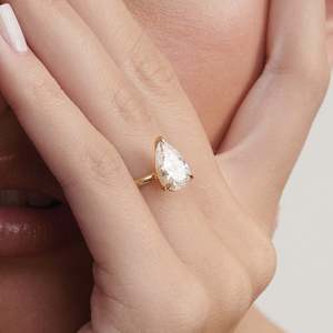Bague de fiançailles solitaire en diamant de laboratoire certifié IGI, taille poire, 2 carats, or jaune massif 14 carats, cadeau de mariage, bijoux pour femmes - Product Image 6