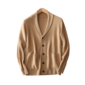 Cardigan décontracté slim en laine tricotée chaude et anti-plis pour homme, col en V, manches longues, style rétro hivernal - Product Image 4