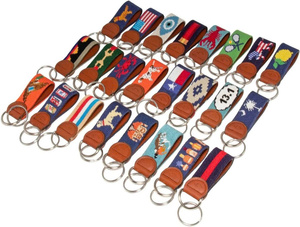 Wholesale Custom Rainbow Needlepoint Leather Aluminum Keychain Handmade Woven Fabric <b>Loop</b> <b>Key</b> <b>Ring</b> Sports Luxury Pride Gift - Product Image 6