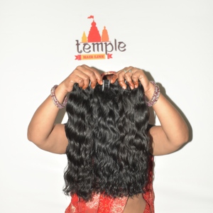 Extensions Lace Front en Cheveux Naturels Indiens Remy Bruts, Doux, Noirs, Ondulés, Coupe Droite, Cheveux de Temple, Double Trame Faite à la Machine, 100g - Product Image 3