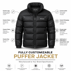 Custom OEM Men <b>Winter</b> Thick Hooded Puffer Jacket Heavyweight Shiny Light Blue <b>Waterproof</b> Padded Down Bubble <b>Coat</b> Wholesale - Product Image 4