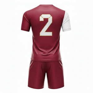 Camiseta de Fútbol para Hombre, Cuello en V, Color Granate y Blanco, Manga Corta, Poliéster que Absorbe la Humedad, Ajustada, con Impresión del Nombre del Equipo, para Todas las Temporadas - Product Image 3