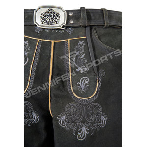 Lederhosen bavaroises pour hommes en daim de chèvre, de haute qualité, personnalisées, à motif uni brodé, vente en gros - Product Image 2