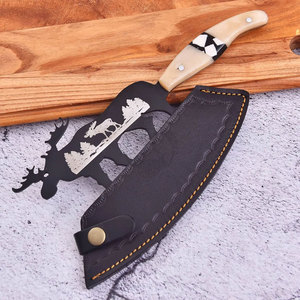 มีดสับเนื้อทำมือแบบสั่งทำใหม่เอี่ยม ด้ามจับทำจากกระดูกอูฐ ใบมีดเหล็ก D2 ขนาด 6.5 นิ้ว มีดครัวสำหรับคนถนัดซ้ายและขวา แกะสลักด้วยเลเซอร์ - Product Image 6