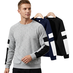 Sudadera Gris para Hombre, Cuello Redondo, Manga Raglán, Bloques de Color, Estilo Casual, Corte Regular, Tejido de Punto, 100% Algodón, Secado Rápido, Larga - Product Image 5