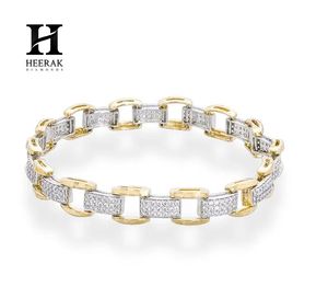 Bracelet de luxe pour homme en or bicolore 14K 18K, maillons géométriques rectangulaires, entièrement pavé de diamants de laboratoire, chaîne de créateur personnalisée - Product Image 3