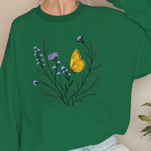 Pulls molletonnés pour femmes papillon et fleur jaune - Product Image 1