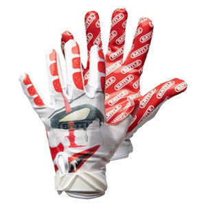 Battle Football <b>Gloves</b> <b>Red</b> White Sublimation Print Hook And Loop Closure Unisex Sports Gear - Product Image 1