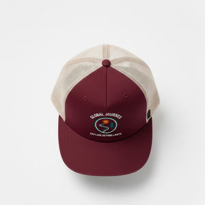 หมวกแก๊ปทรงสปอร์ต 6 แผง ปักโลโก้ตามสั่ง สีแดงเลือดหมู-ดำ  หมวกตาข่ายแบบ Snapback  ลายปัก Adventure  ระบายอากาศได้ดี - Product Image 4