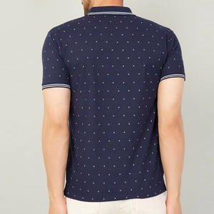 Polo de Manga Corta para Hombre, Azul Marino con Estampado de Puntos, Algodón Oxford, Informal, Transpirable, Corte Regular, Personalizable, Venta al Por Mayor, OEM - Product Image 5