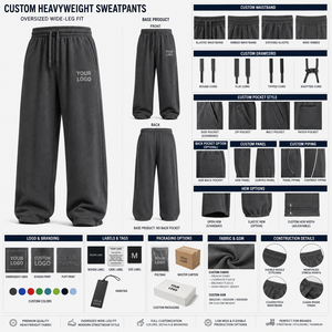 Pantalon de jogging décontracté gris pour homme, coupe oversize, jambe large, en molleton de coton, taille élastique avec cordon de serrage, poches, respirant, logo personnalisé - Product Image 5