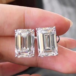Pendientes de oro macizo de 18 quilates con diamantes, pendientes con esmeraldas de corte laboratorio, pendientes con diamantes de 2 quilates. - Product Image 2
