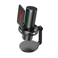 Micrófono USB RGB para Juegos y Streaming, Reducción de Ruido, Captación de Voz Clara, Soporte Ajustable, Plug and Play, Micrófono de Condensador