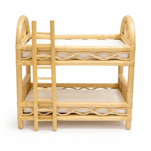 Handmade kids miniature toys tiny size bed for <b>dolls</b> rattan <b>doll</b> beds toddler imaginative play - Product Image 5