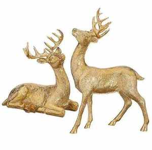 Buste de cerf antique doré avec bois de cerf, figurine élégante de cerf, accent décoratif de table pour Noël, les fêtes et la décoration intérieure - Product Image 5