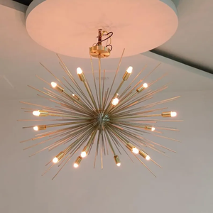 Lustre Sputnik Artisanal Moderne en Laiton, Style Mid-Century Italien, LED Dimmable Blanc Chaud, Suspension Plafond Vintage - Product Image 2