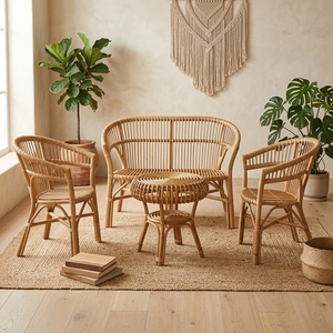 New Modern Minimalist Natural Slat <b>Rattan</b> <b>Sofa</b> Set Wood Eco-Friendly Outdoor Patio Living Room Seating Furniture Coffee Table - Product Image 4