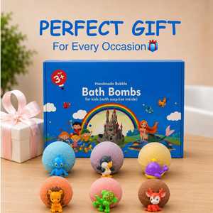 6 bombes de bain parfumées bio pour enfants avec des jouets surprise à l'intérieur, formes d'animaux mignons, huiles essentielles naturelles, bulles, soin du corps - Product Image 6