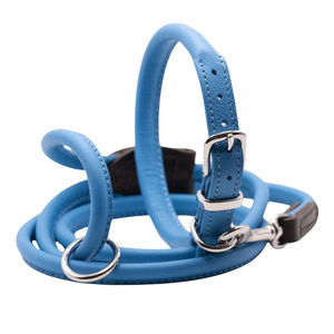 Premium Rolled Leather <b>Dog</b> <b>Collar</b> and Lead Set for Long-Haired Breeds, Soft Tubular Design with Metal Hardware, Stylish Durable - Product Image 2