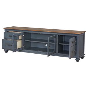 Supporto TV Bridgevine Home Americana da 84 pollici senza montaggio blu velluto a coste per TV fino a 90 pollici - Product Image 2