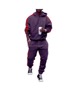 Ensemble de vêtements de sport d'hiver décontractés pour hommes personnalisés par OEM costume de jogging de gymnastique 2 pièces respirant de grande taille survêtement de course décontracté à capuche - Product Image 6