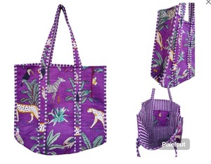 Womens Quilted Hand Block Printed Tote Bag - Product Image 2