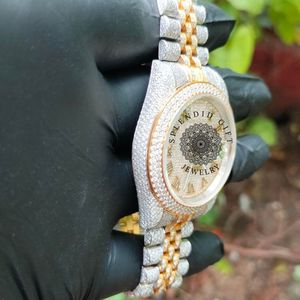 Reloj de Lujo para Hombre con Caja de Plata y Moissanita, Diamantes, Movimiento de Cuarzo ETA Analógico, Cristal de Zafiro, Cierre Oculto, 39 mm, 10 m, Fecha Automática - Product Image 5